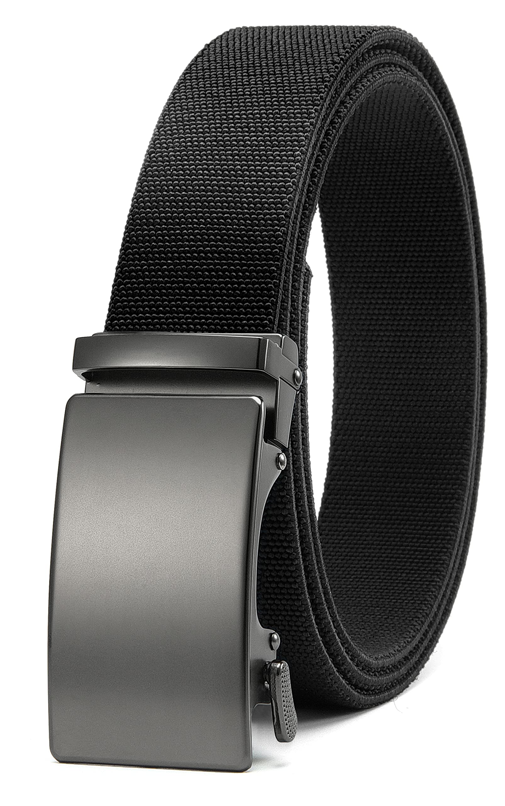 CHAOREN Mens Belt Stretchable - Black Elastic Golf Nylon Web Adjustable Belt 1 3/8" - for Casual Wear
