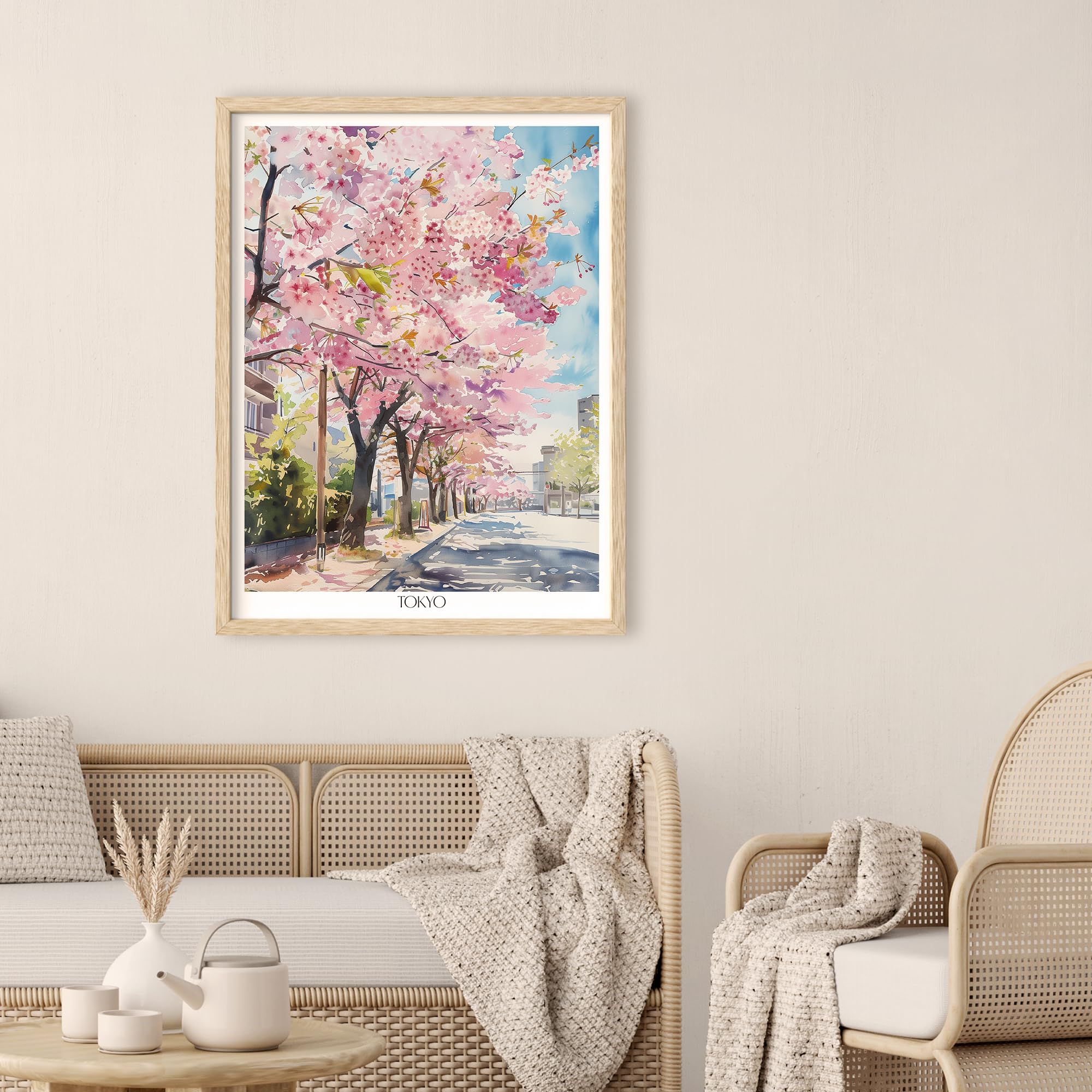 Amazon.com: Wallbuddy Tokyo Cherry Blossom Street Scene Poster