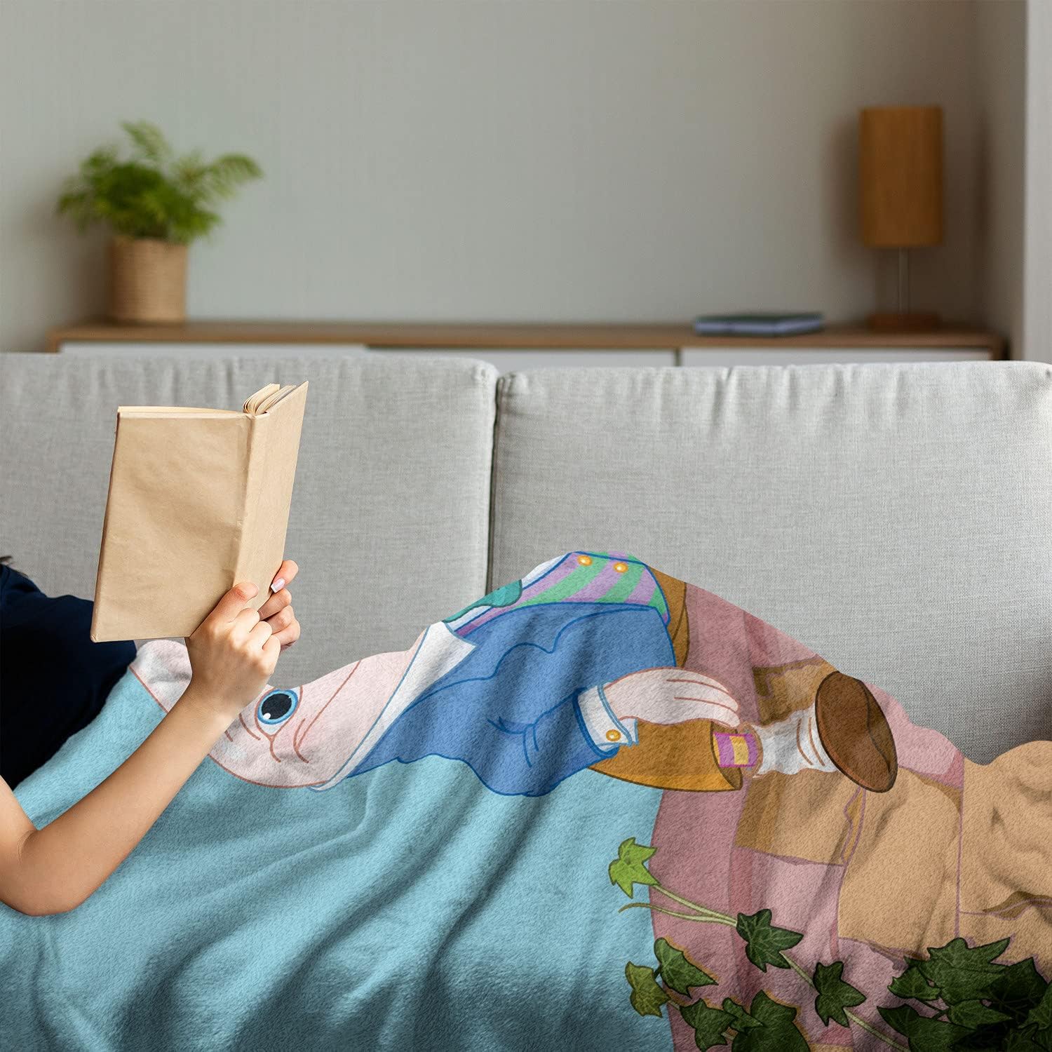 Lunarable Alice in Wonderland Throw Blanket, Egg Humpty Dumpty Sitting on Brickwork Wall in Colorful Cartoon Style, Flannel Fleece Accent Piece Soft Couch Cover for Adults, 50" x 60", Brown Pink 50" x 60" Brown Pink