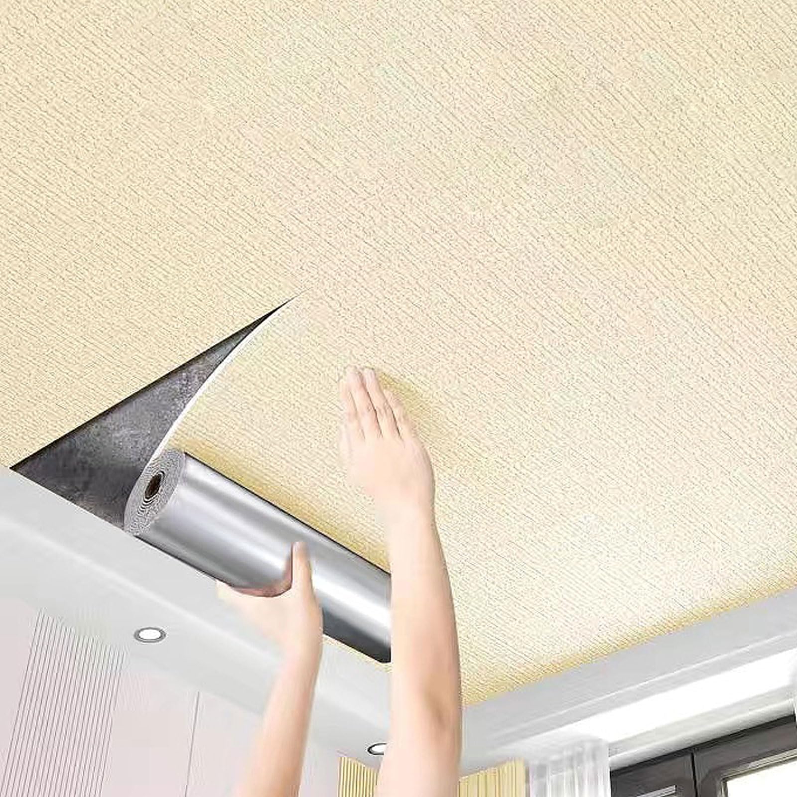 Dekoracyjne sufity bez płytek, samoprzylepne płytki sufitowe z PCV, polistyrenowe płyty, panele, swobodnie montowane, do sypialni, kuchni, sufitu salonu Home Decor(Yellow,0.5 * 20m)
