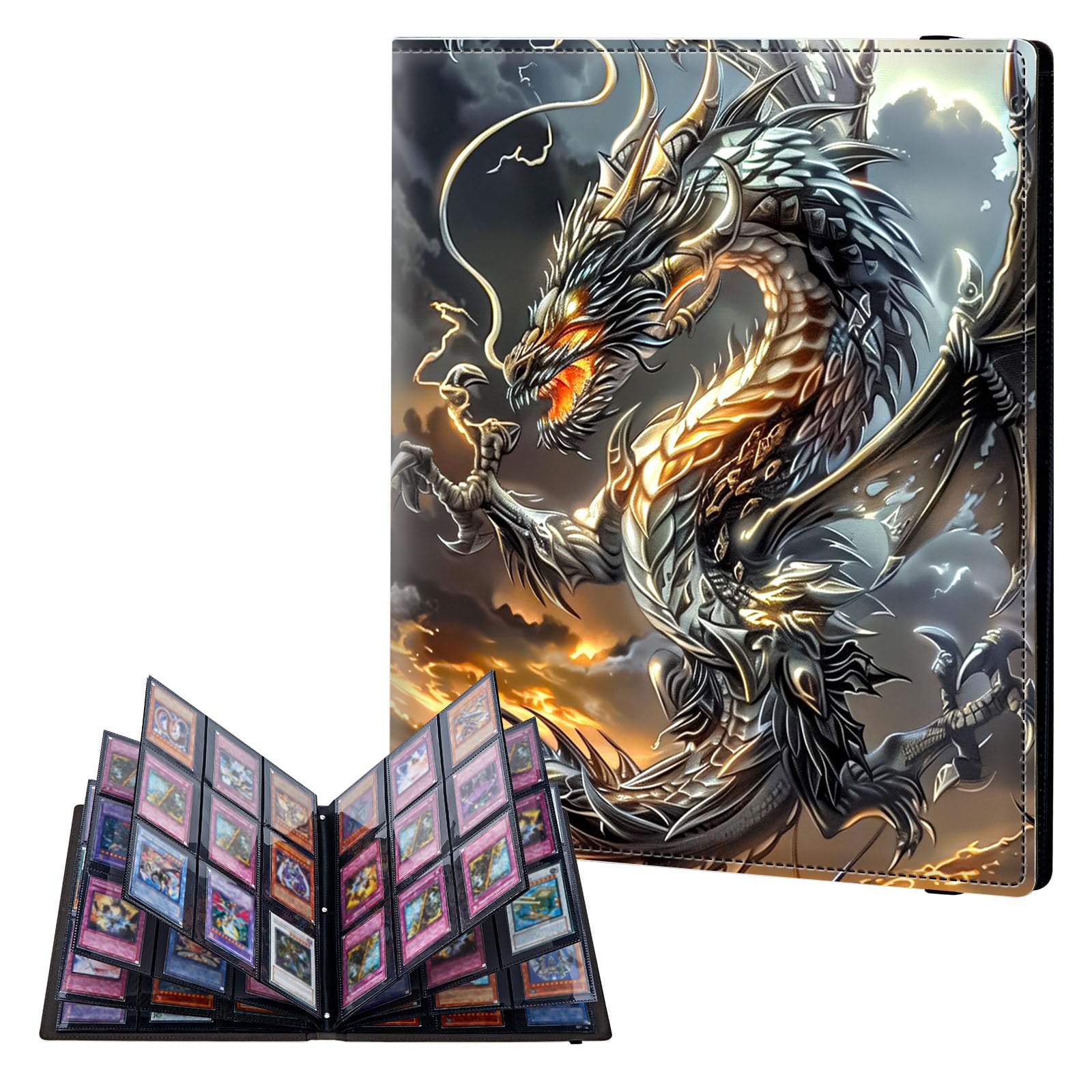 ETLKJVBL 9 Pocket Trading Card Binder, Card Collection Binder for TCG, MTG, Sports Cards, Baseball, Flying Dragon Trading Card Book Holder for Collectors, Top Loader Binder โ image 1