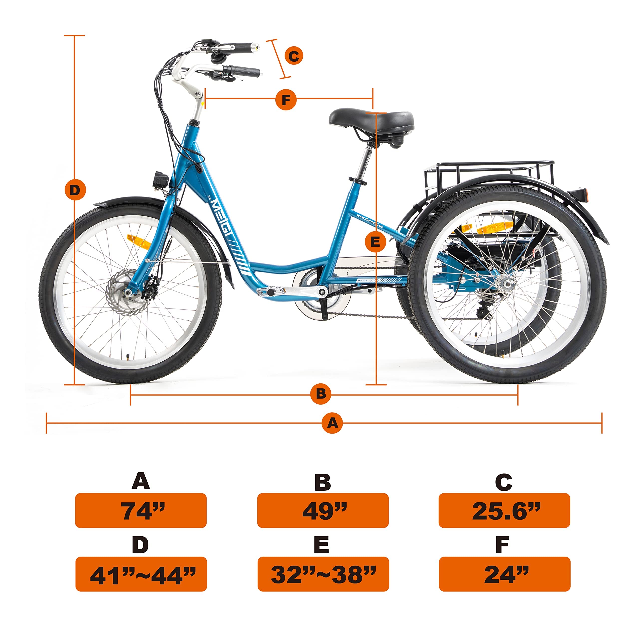 Buy DWMEIGI Adult Electric Tricycles 3 Wheel Electric Bike with 24 Inch