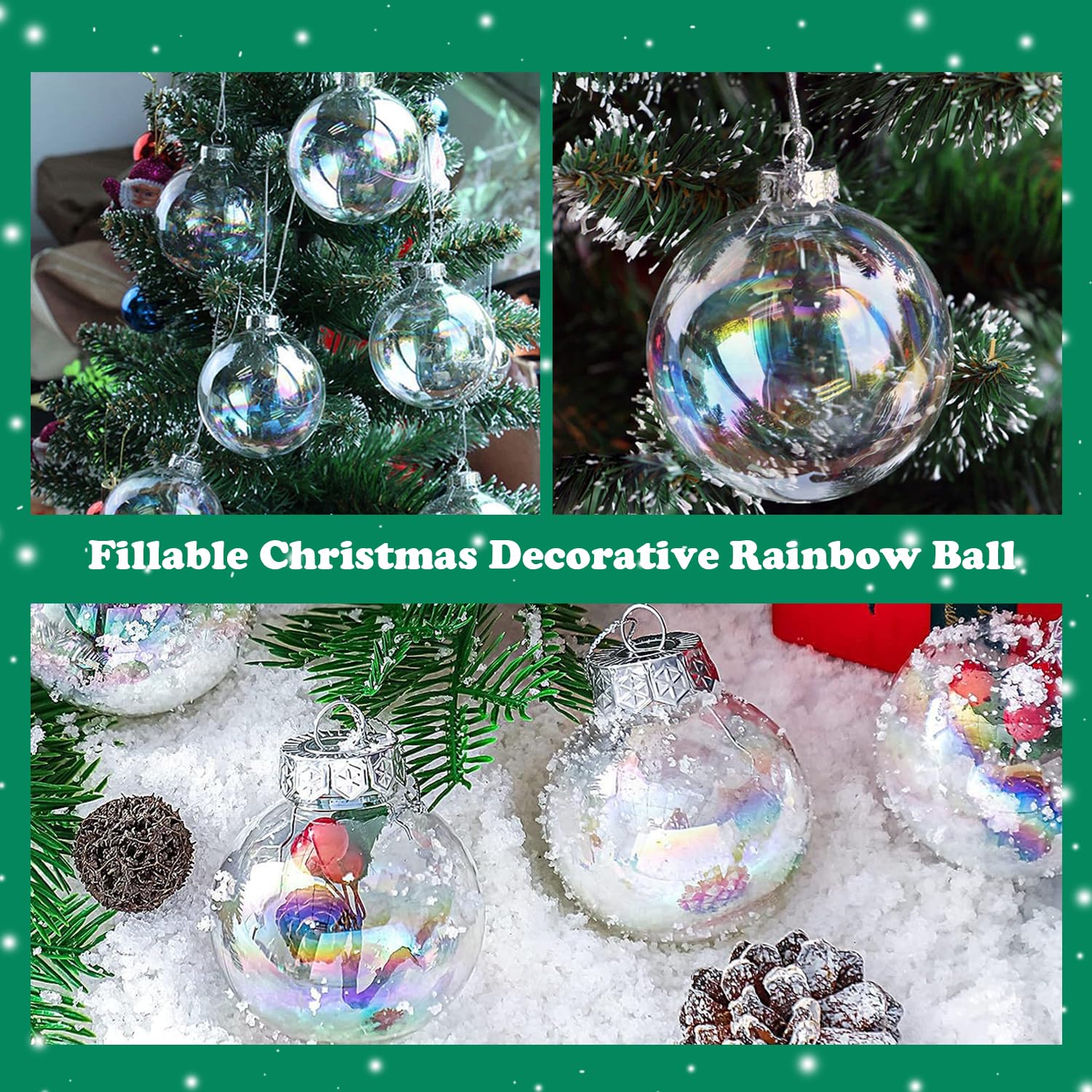 16 Bolas De Plástico Transparente Rellenables Para Decoración - 2.36 Pulgadas, Ideales Para Navidad, Bodas, Cumpleaños