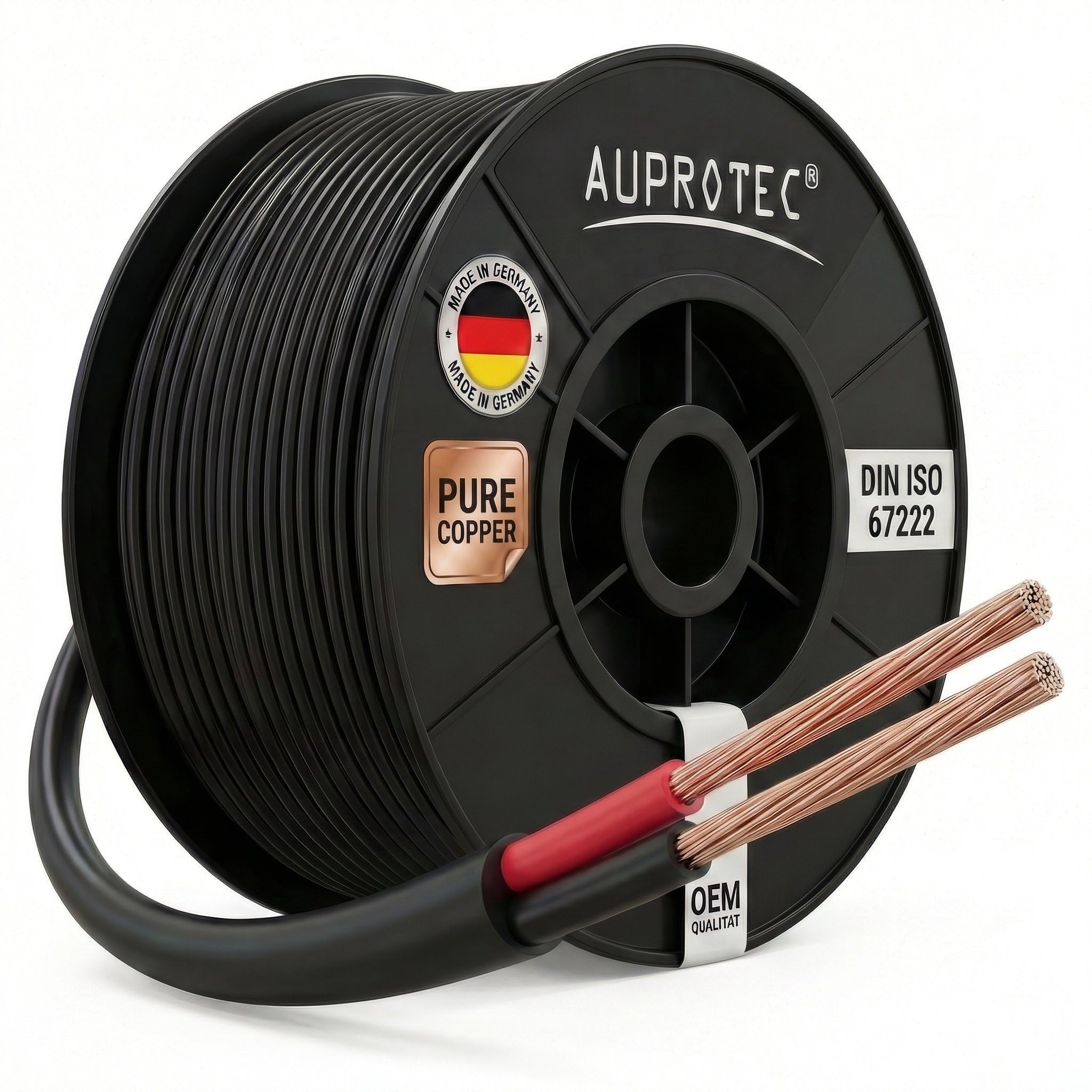 AUPROTEC 1.5mm² - 2 Core 5m Round Electrical Wire I Thin Wall PVC Insulation DIN ISO 6722 I FLRYY Automotive Cable for Car, Trailer and Caravan