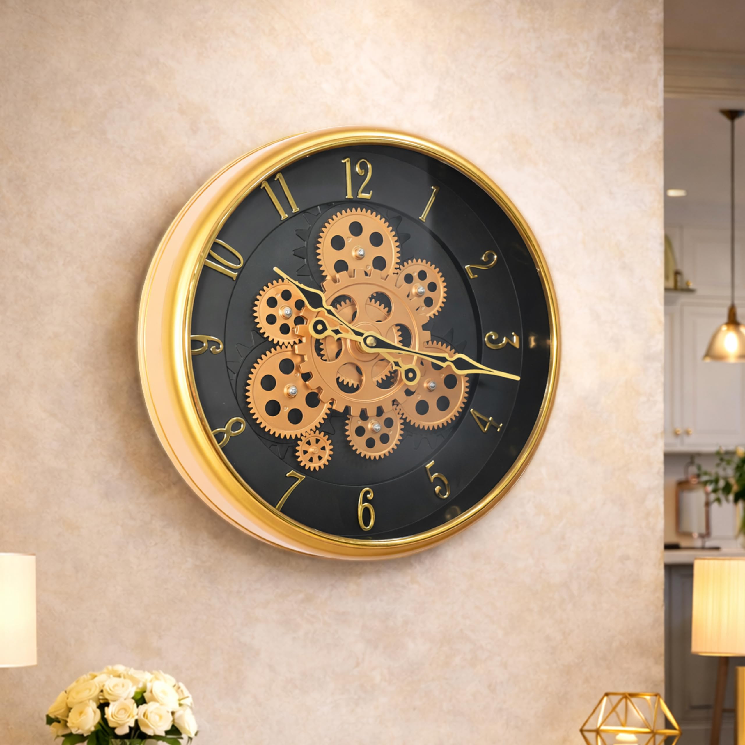 Rousrie Luxury Vintage Modern Wall Clock Big Size with Quartz Sweep Movement |14 Inch | Decorative Analog Clock for Home, Office, Bedroom, Kitchen & Living Room (Design 5)-image-5