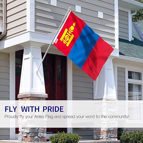 Miniatura 2 de ANLEY Fly Breeze - Bandera de Mongolia de 3 x 5 pies, color vivo y a prueba de decoloración, cabecera de lona y doble costura, banderas mongolas de