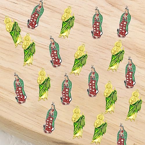 Miniatura 10 de 20 dijes de Virgen María San Judas para pulseras, cuentas de Virgencita Virgen De Guadalupe, joyería mexicana, colgante de rosario