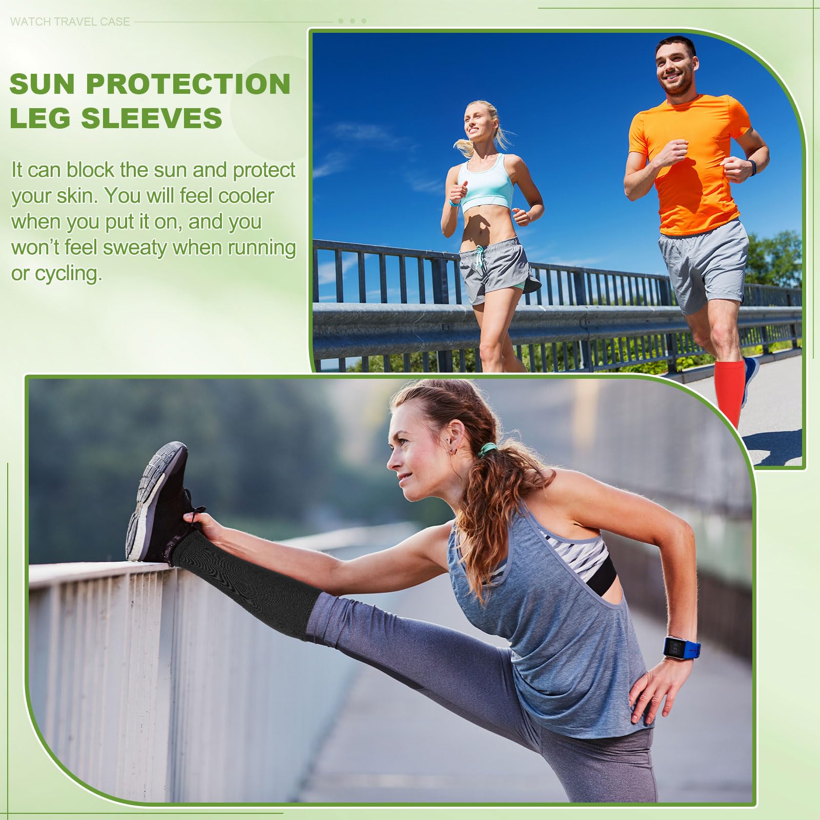 Maniche per gambe con protezione solare, a compressione, in seta di ghiaccio, con strisce antiscivolo in silicone
