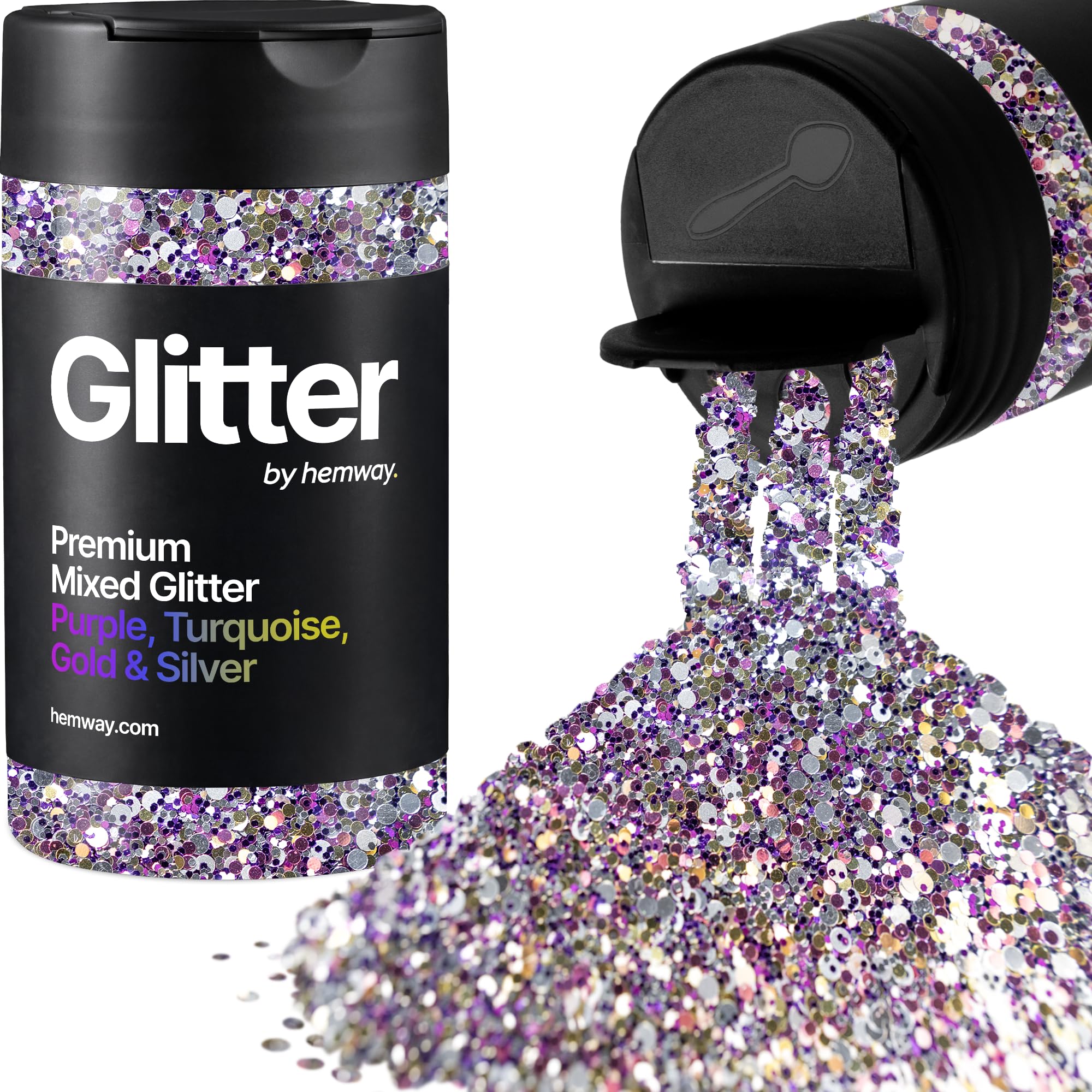 Hemway Purple, Turquoise, Gold & Silver Mix Glitter Shaker, 105g Mixed Size โ image 1