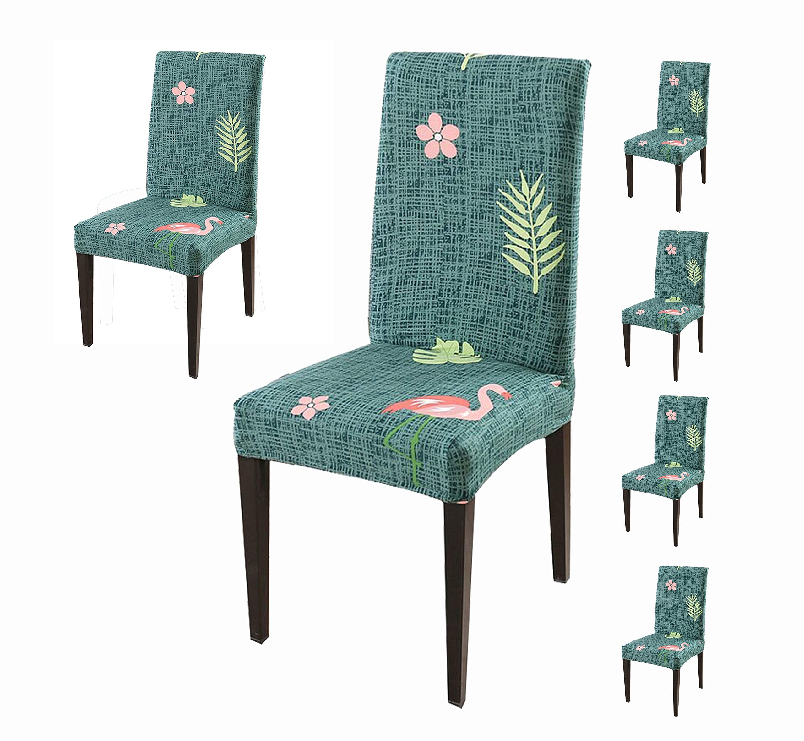 Quirk Elastic Chair Covers - Black & Brown Motif (Pack of 6) -30