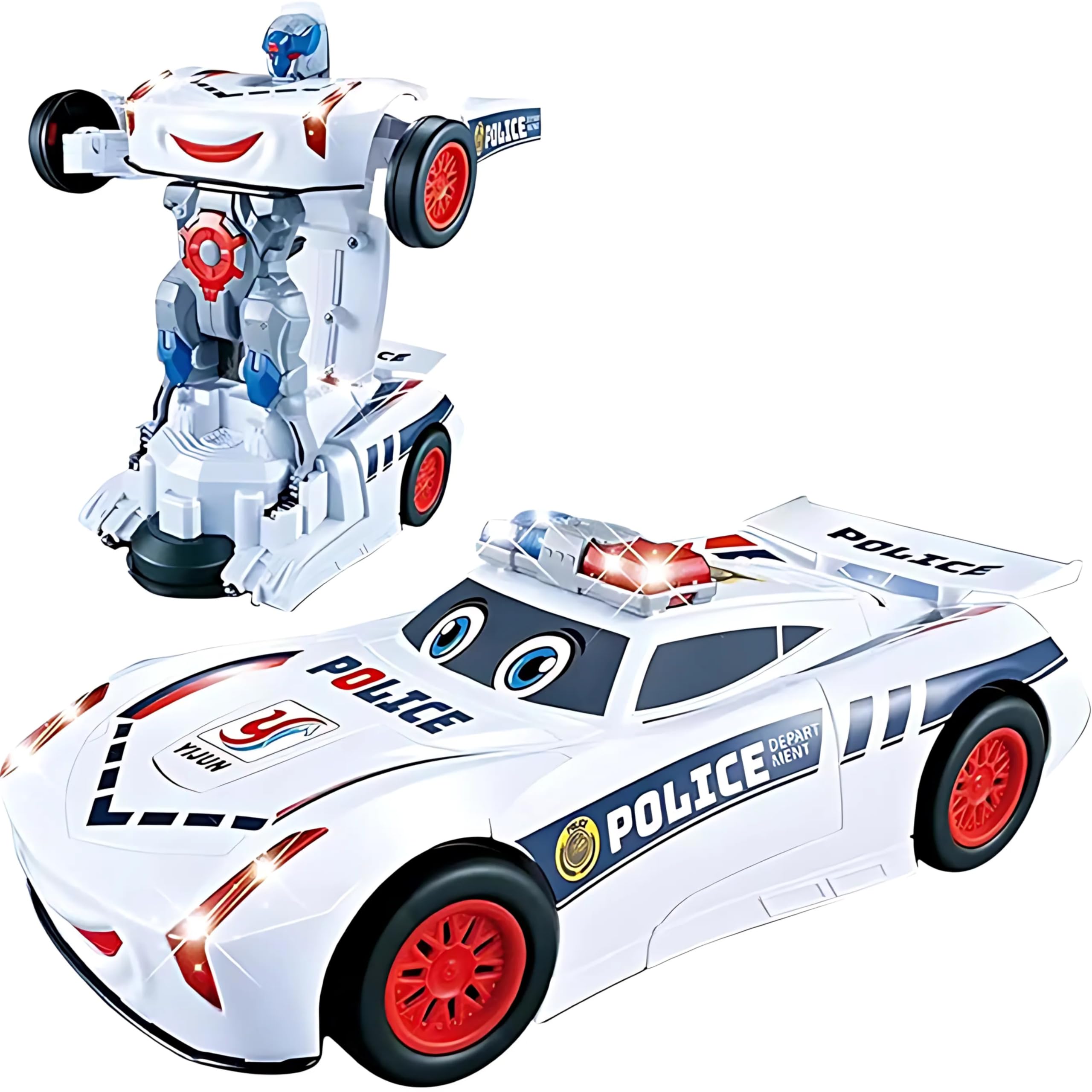 CASWAA Robot Police Car Toy with Lights and Sounds for Kids with Bump and Go Action Transforming Robot Car with Light 2 in 1 Robot Police Cars for Kids Gift for Kids (White) (B0DF33VZV7) Amazon Price History, Amazon Price Tracker