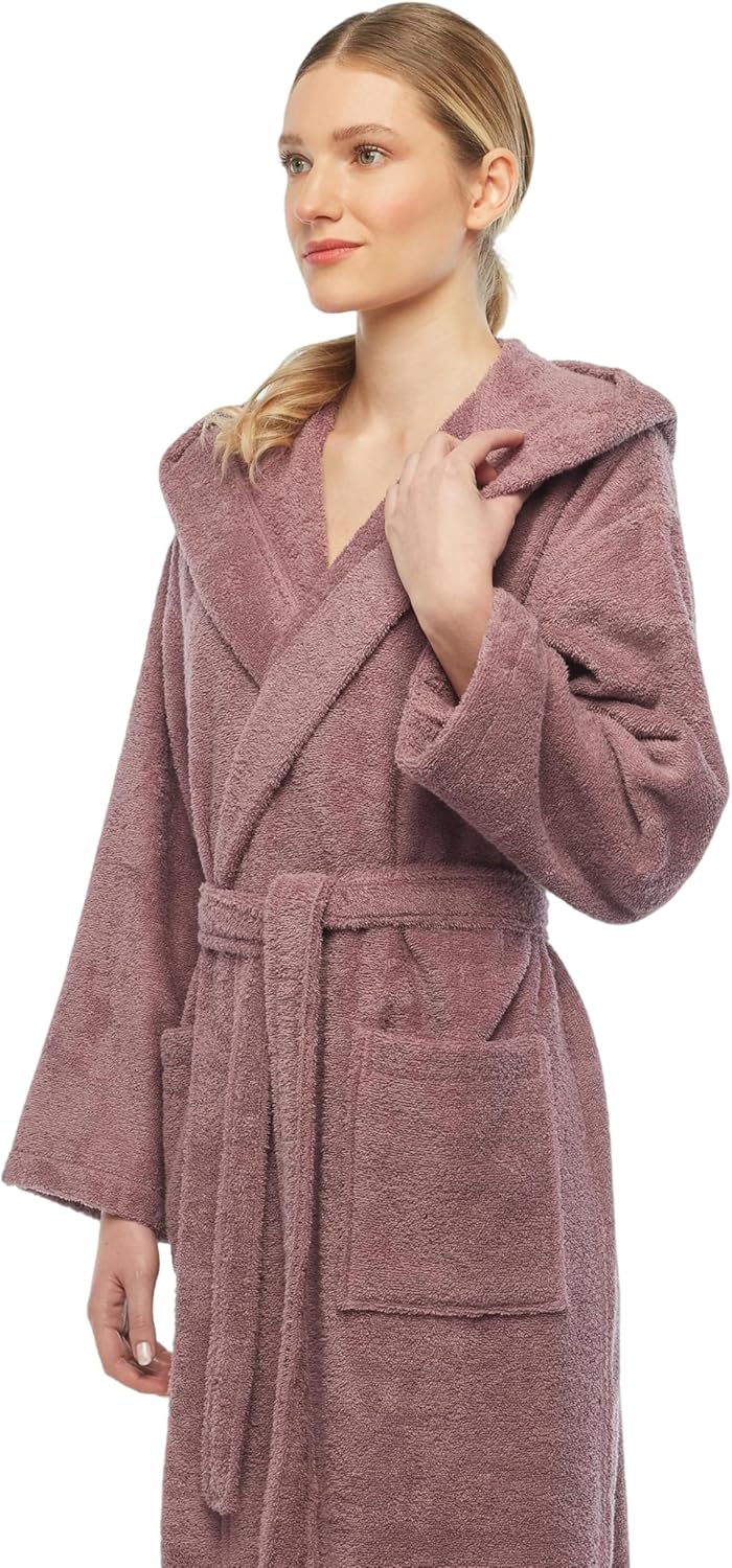Arus Women's Hooded Classic Bathrobe Turkish Cotton Robe with Full Length Options - Image 7