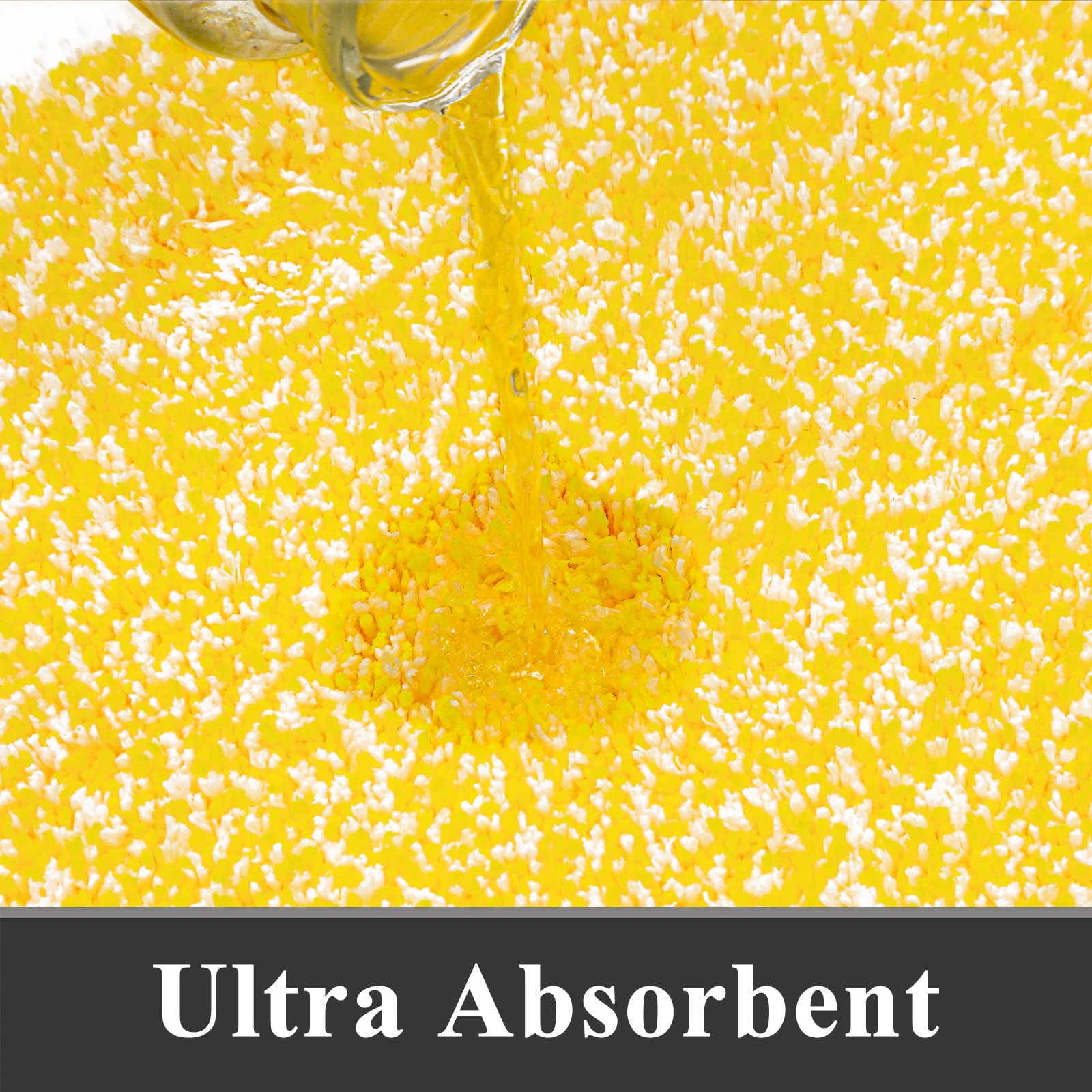 Pauwer Set di 3 tappeti da bagno per doccia con profilo a U Tappetino per WC assorbente in microfibra morbido tappetino da bagno antiscivolo lavabile in lavatrice Shaggy tappetino da bagno, giallo