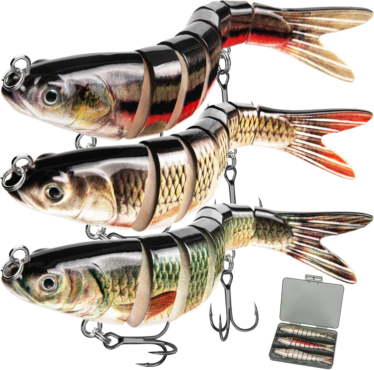 GOANDO Fishing Lures Topwater for Bass Trout Lifelike Multi Jointed Swimbaits Fishing Accessories Slow Sinking Swimming Bass Fishing Lure for Freshwater or Saltwater Fishing Gifts for Men : Sports & Outdoors