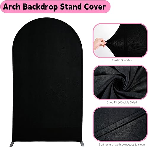 Miniatura 3 de Funda de arco de boda de 6.6 pies, fundas de elastano ajustadas para arco de Chiara, cubierta de arco redondo de 2 caras, tela de telón de fondo