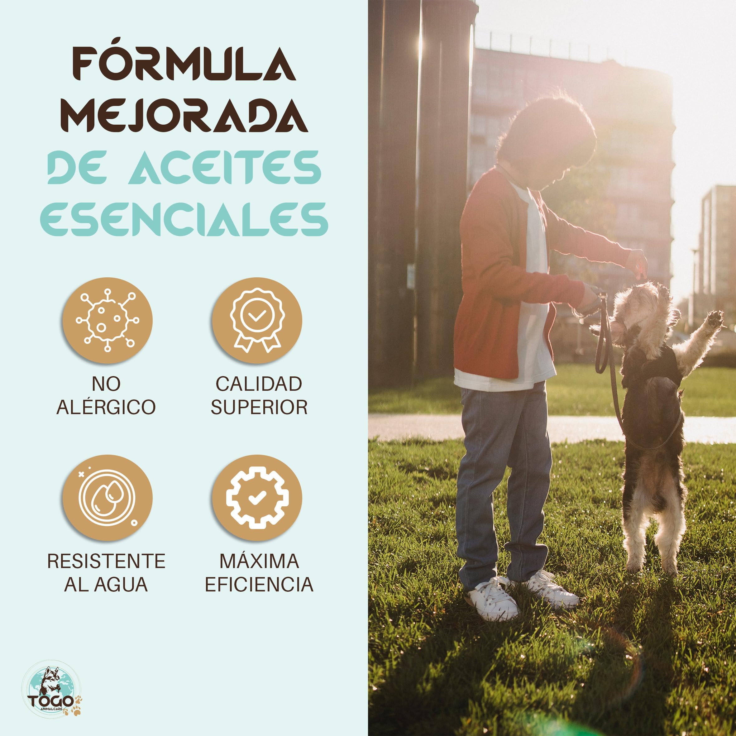 Pack de 2 Collares Togo Antiparasitario para Perros y Gatos 8 Meses de protección.