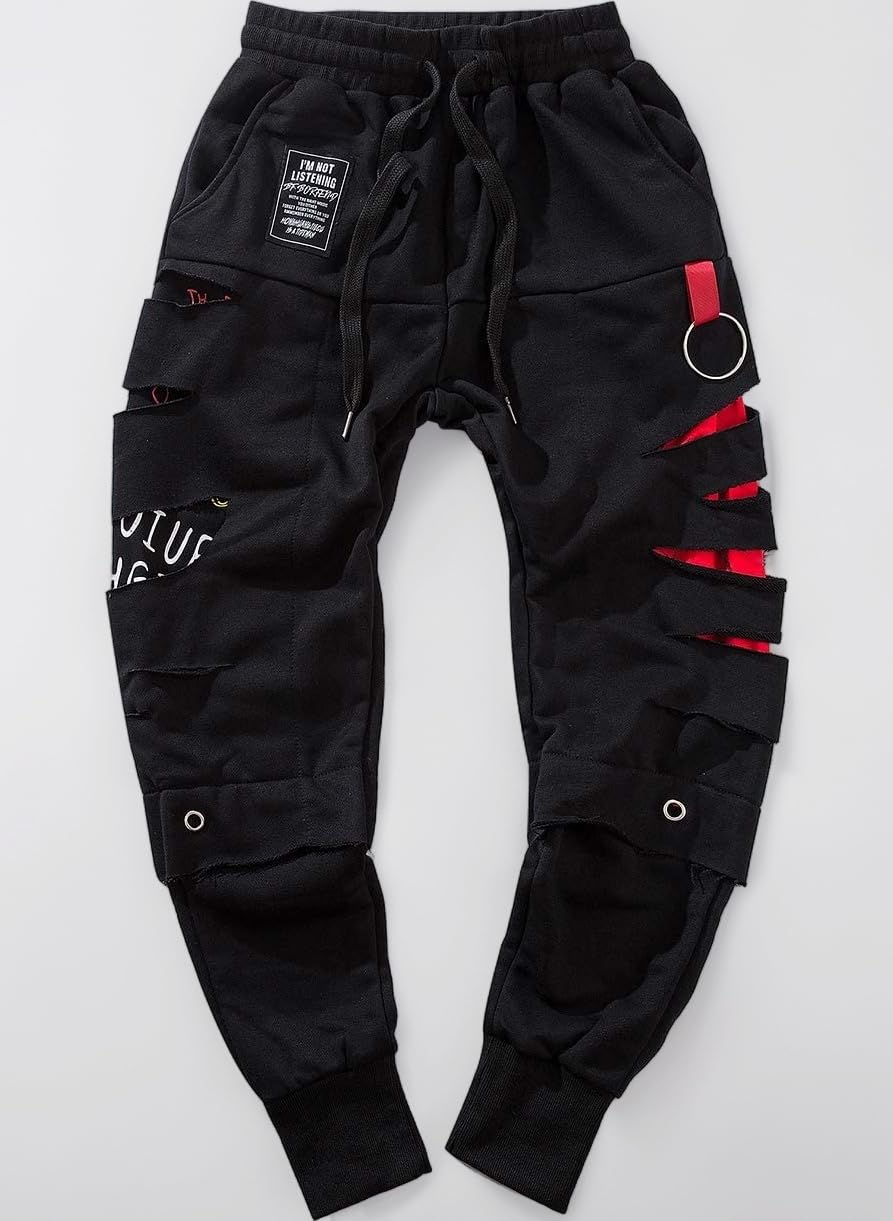 Niepce Inc Streetwear Dragon Embroidered Graphic Jogger Sweatpants for Men