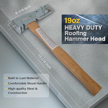 Magnetic Roofing Hatchet Multi-Function Hammer for Roof Repair with Strong Magnet, Sliding Gauge, Built-in Utility Knife, and Nail Claw