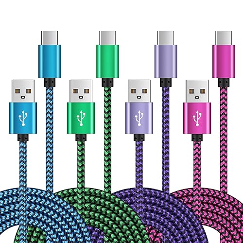 Paquete de 4 cables USB tipo C rápidos de 6 pies compatibles con Samsung Galaxy A54 5G, A14 5G, A03s 5G, A23 5G, A53 5G, cable de carga de teléfono