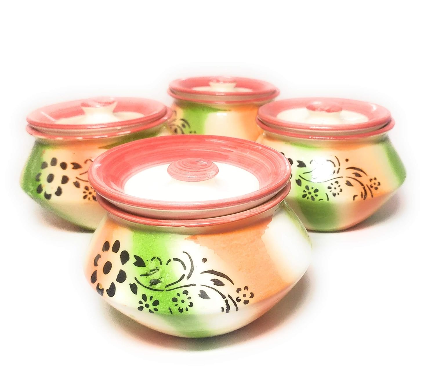 swadeshi enterprises Ceramic Jars 300 ml set of 4 Handi jars set of 4