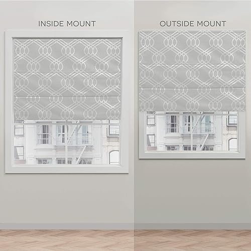 Miniatura 7 de Exclusive Home Prague Trellis - Persiana romana 100% de poliéster opaco, 31 x 64 pulgadas, color plateado