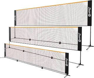 Zicon Portable Badminton Tennis Net Set - Adjustable 37-63in Height, Stainless Steel Poles, Durable Nylon Net & Carry Bag for Kids Volleyball Pickleball Soccer Beach Backyard