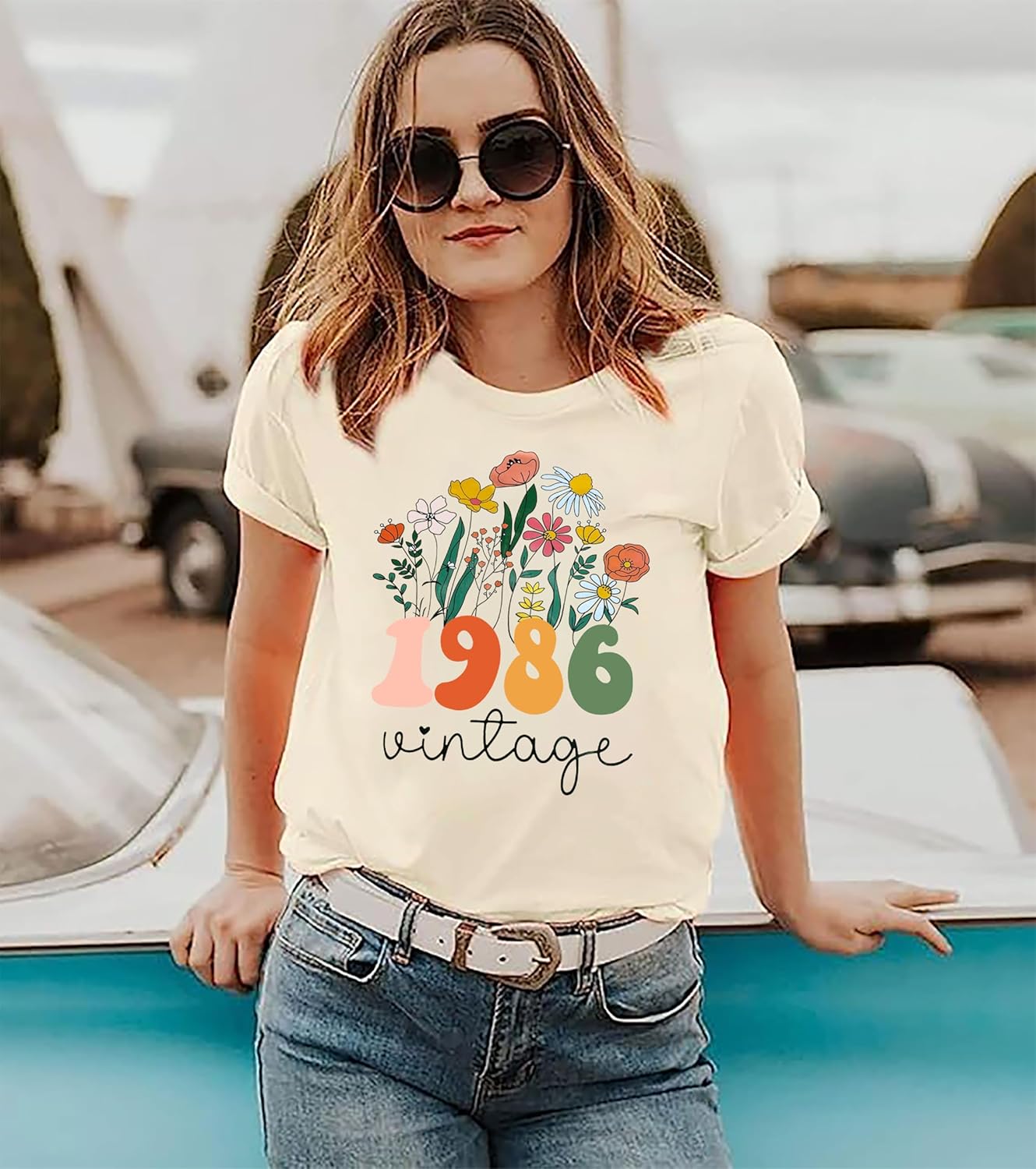 40th Birthday Shirts Women Vintage 1986 Shirt Forty Birthday Gift Shirts 40 Years of Birthday Party Short Sleeve Tee Top - Image 6