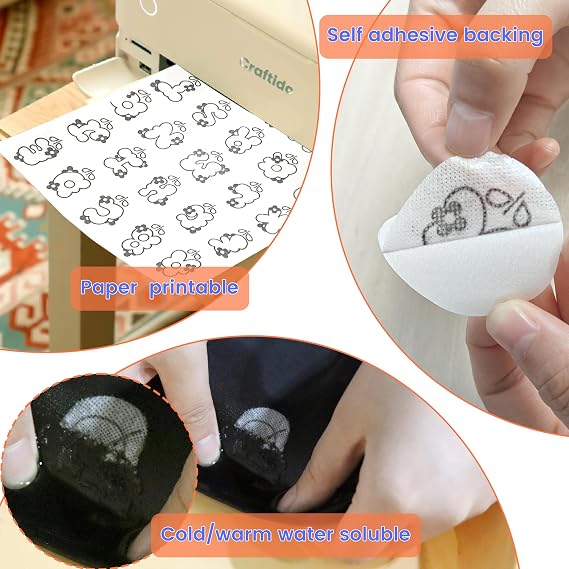 craftido 8.5x11 6PCS Sticky Water Soluble Embroidery Stabilizer