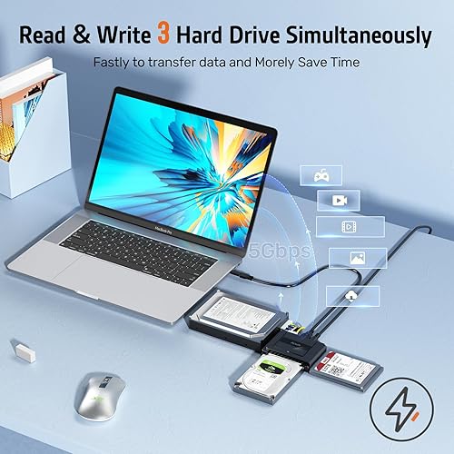 Miniatura 2 de Adaptador SATA a USB 3.0 - Lector de disco duro externo convertidor de recuperación para unidad óptica universal de 2.5 pulgadas y 3.5 pulgadas HDD