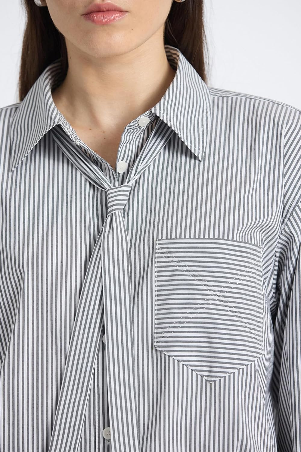 Derek Lam 10 Crosby Womens Edeline Striped Poplin Shirt - Image 5