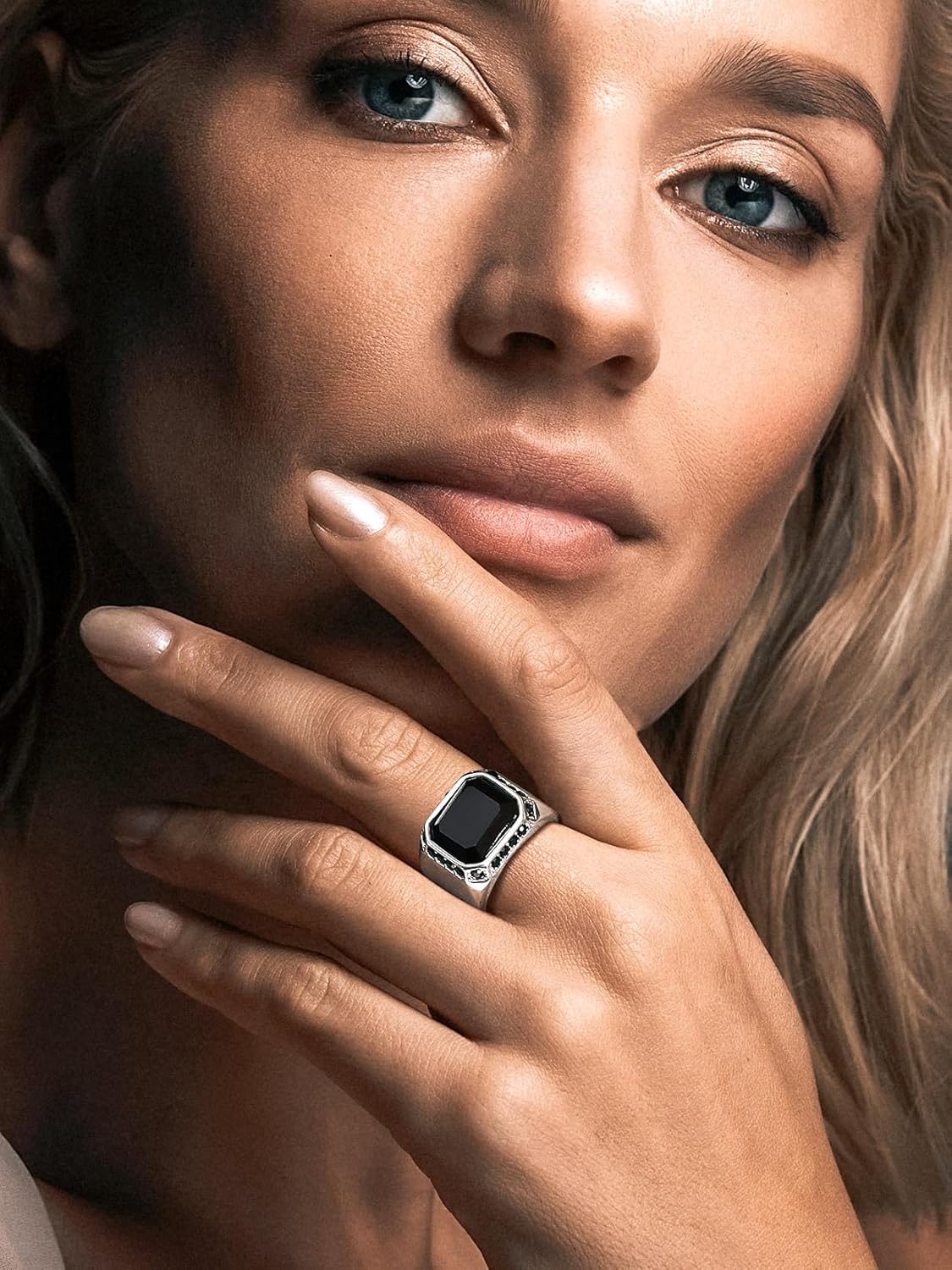 Richsteel Black Onyx Signet Ring for Men - Image 2