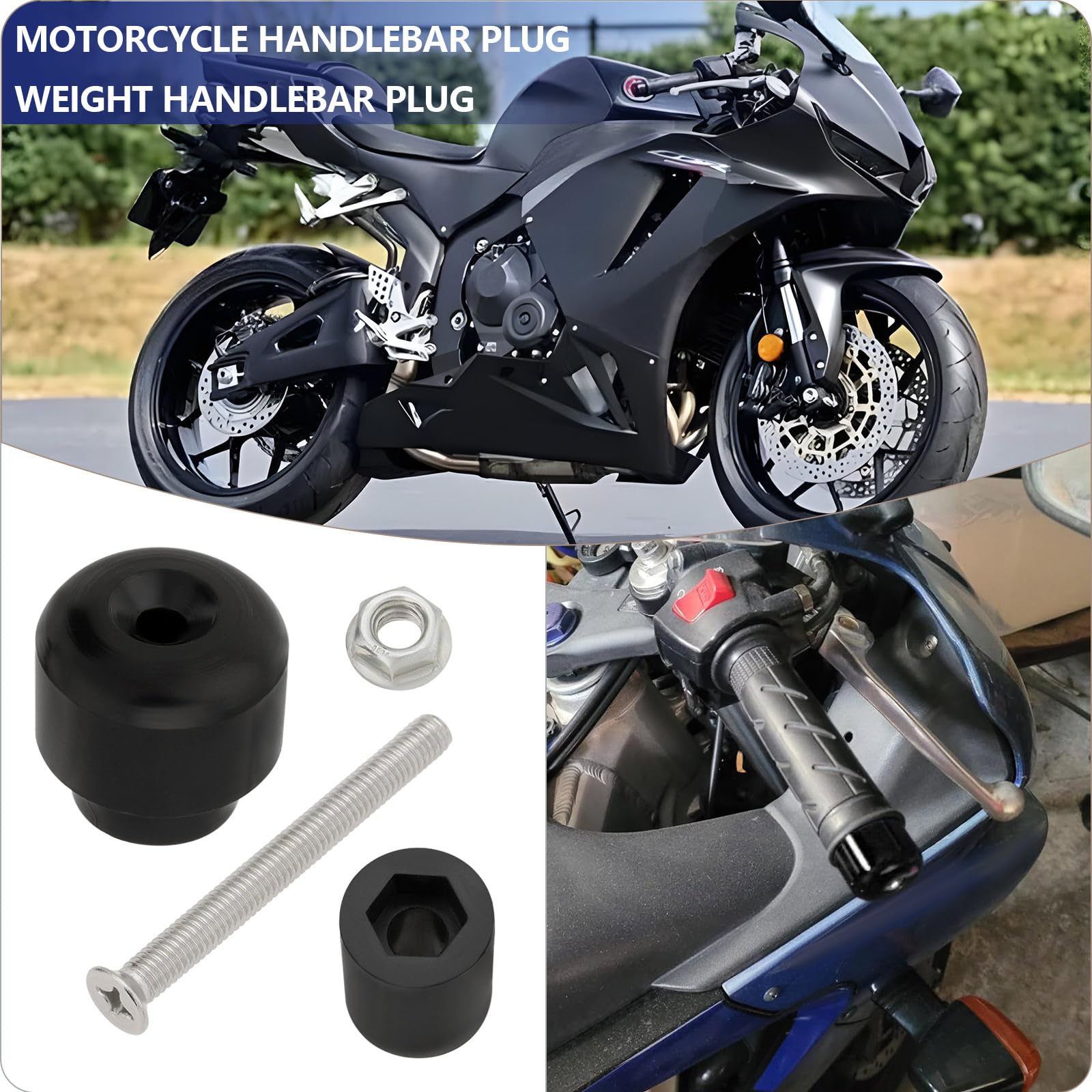 1 Par Contrapesos para Extremos de Manillar Tapas de Aluminio para Extremos de Manillar Tapones para Extremos de Motocicleta Contrapesos Compatible con Honda CBR600RR F5