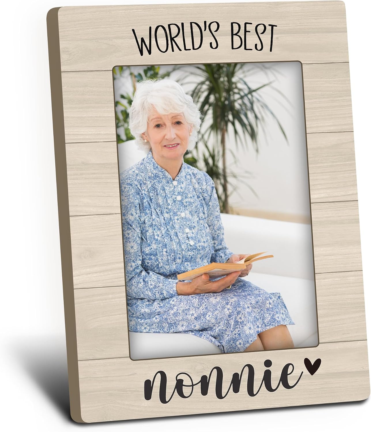 Nonnie Gifts 4x6 Picture Frames, Grandma Grandmother Photo Frame, Christmas Grandma Gifts from Grandkids, World's Best Nonnie Wooden Picture Photo Frames for Home Bedroom Living Room Decor