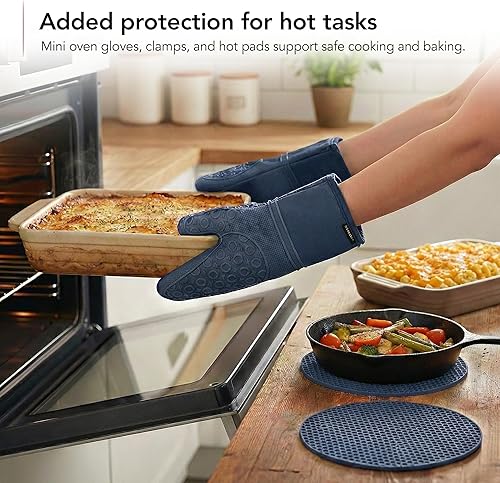 Miniatura 8 de Juego de utensilios de cocina de silicona OVENTE, 17 piezas de herramientas y gadgets de cocina resistentes al calor para utensilios de cocina Azul