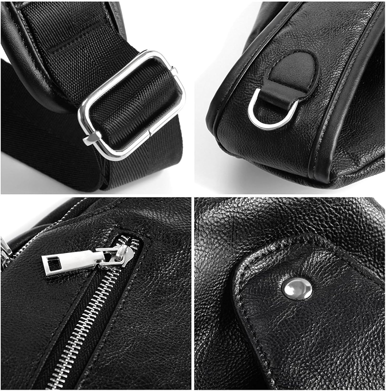 Small Sling Bag Crossbody Backpack Over the Shoulder Bag for Men Women Travel Outdoors, Lightweight Sling Chest Pack (Large, Pu leather) - Image 6