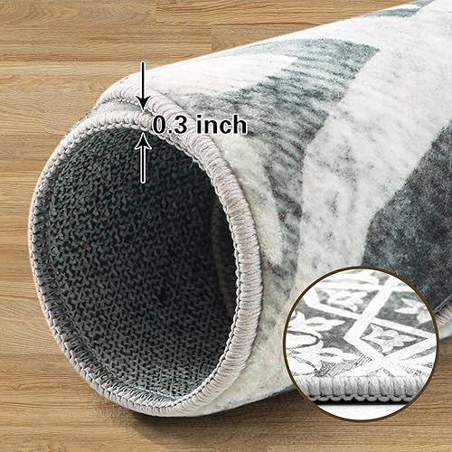 Miniatura 5 de Alfombra redonda lavable, alfombra circular de mandala bohemia, antideslizante, elegante, suave, alfombra para baño, sala de estar, entrada,