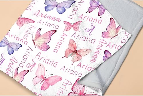 Miniatura 5 de Manta personalizada con nombre de mariposa para bebé, niñas, niños, adolescentes y adultos, mantas de cumpleaños o Navidad, baby shower
