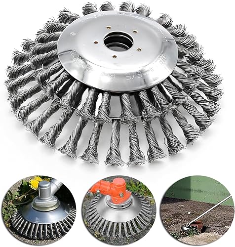 Miniatura 7 de 2 piezas de alambre de acero giratorio de 6 pulgadas, 8 pulgadas, cabezal cortador de malas hierbas con kit de adaptador universal compatible con