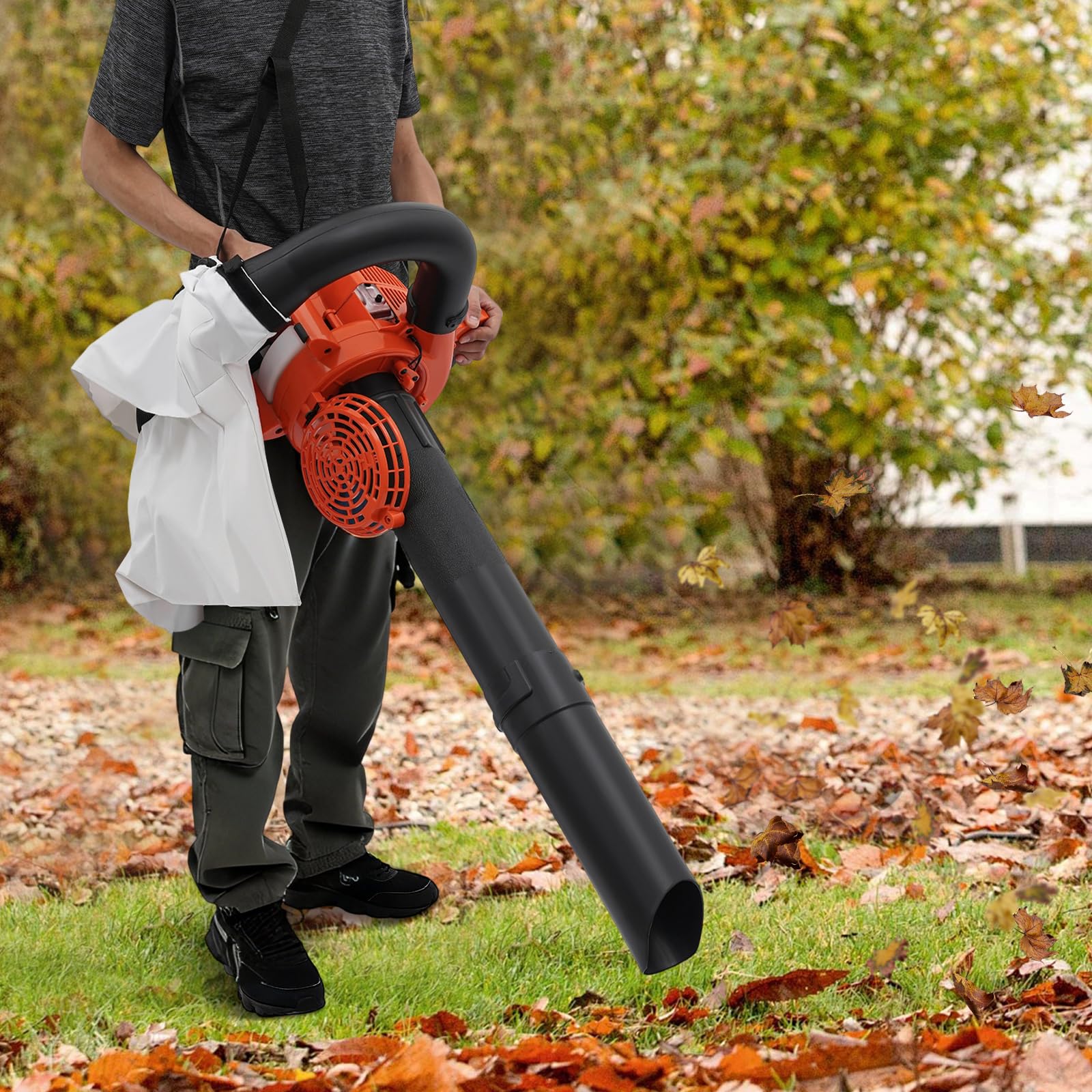 Souffleur à feuilles 2 temps 25,4 CC à essence 2 en 1 7500 tr/min
