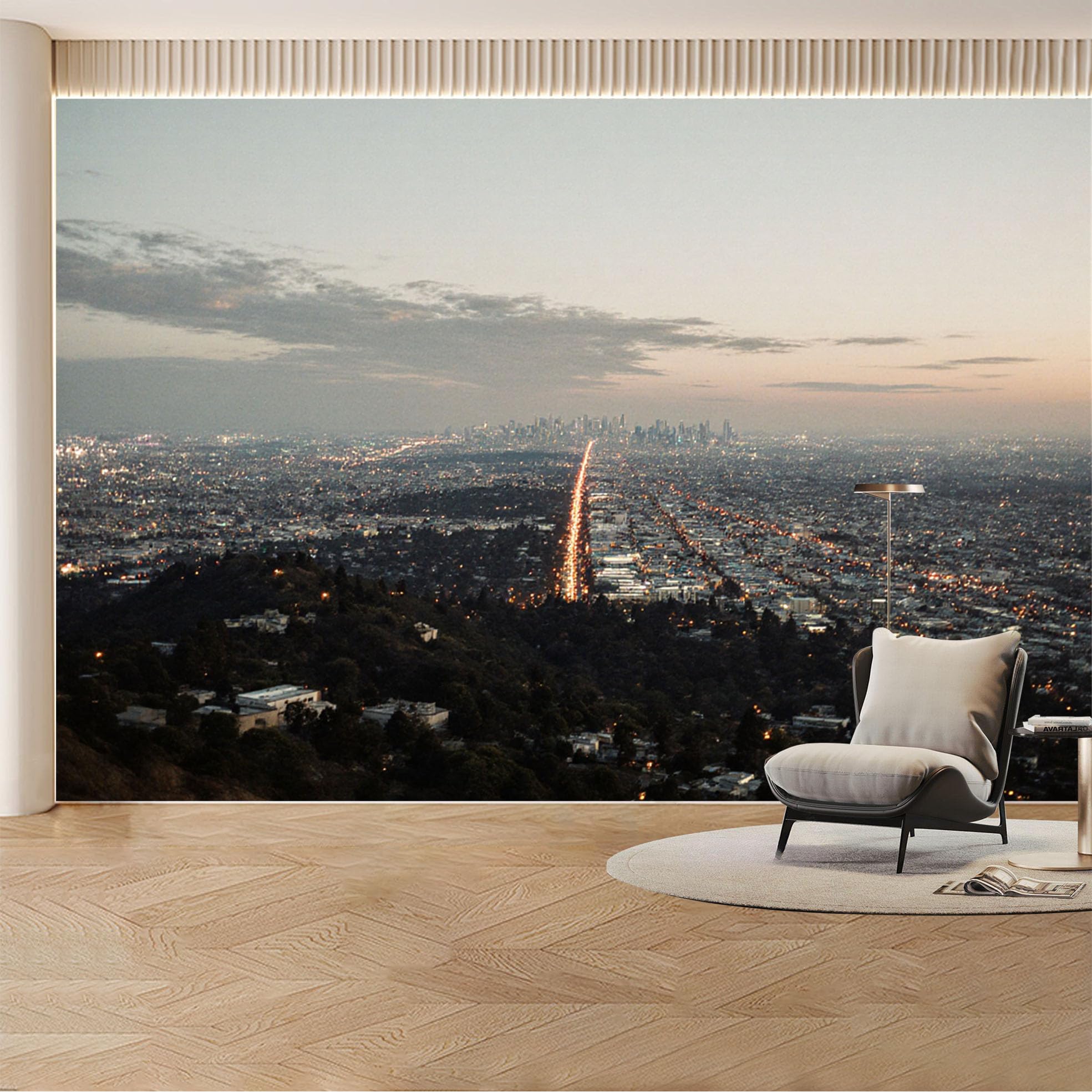 Custom Wall Mural Wallpaper Cityscape Skyline 3D Effect Landscape Large Wall Art Modern Sunset Removable SelfAdhesive Large Photo for Living Room， Bedroom， Office