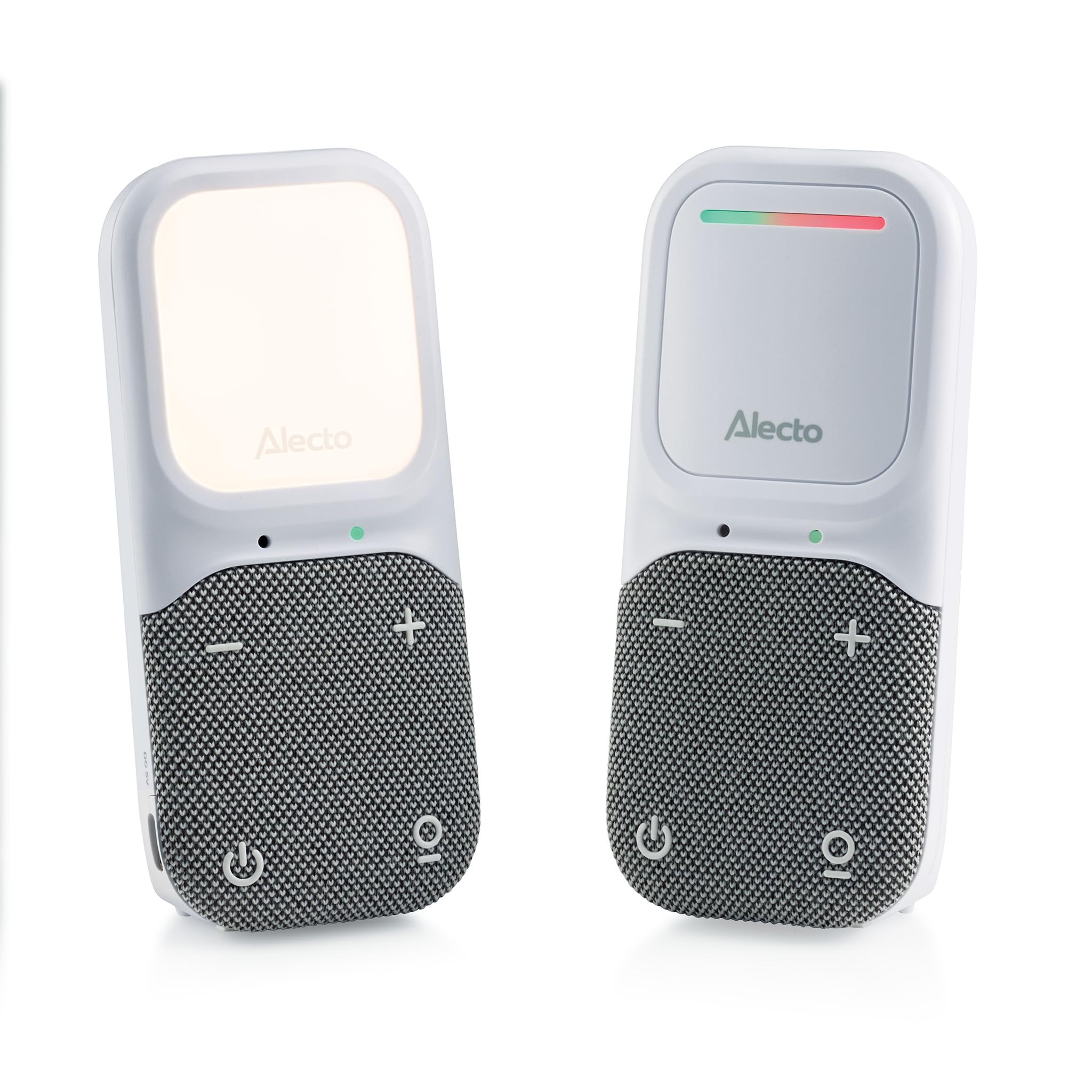 Alecto DBX135 - nowoczesna niania Full Eco Audio z krystalicznie czystym dźwiękiem DECT, długim czasem czuwania i nocną lampką - biały/szary