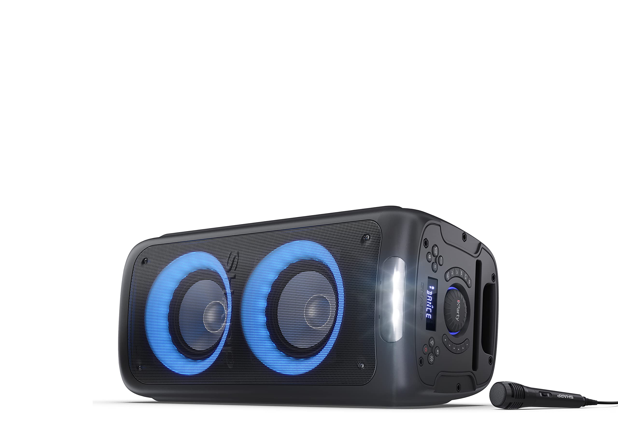 Sharp PS-949 Altoparlante per feste, 12 ore di riproduzione con batteria integrata, LED lampeggiante, streaming di musica wireless Bluetooth ed effetto super bass. | 200 W