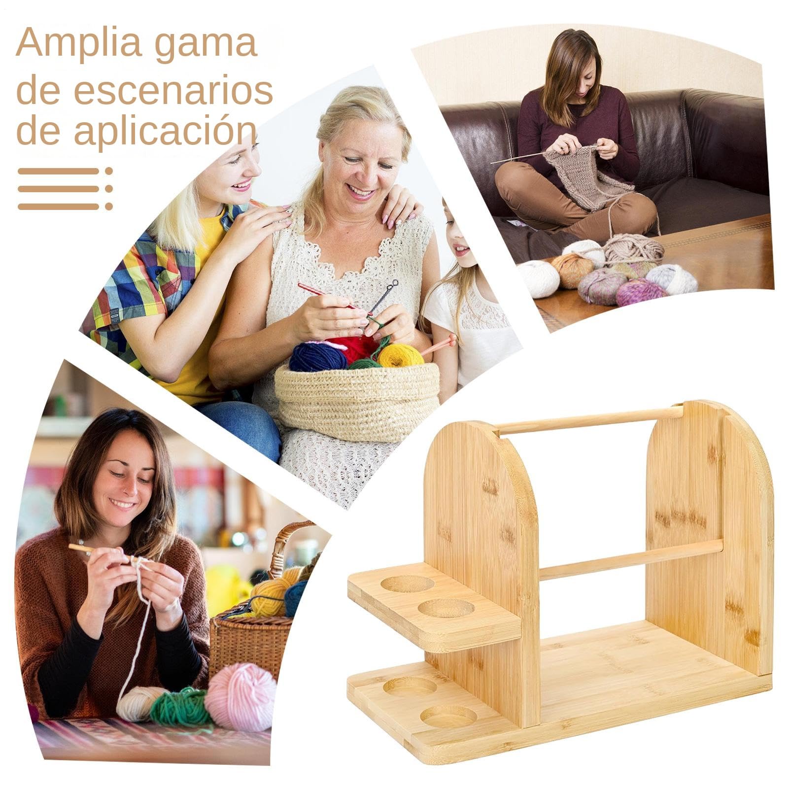 Porte-pelotes à crochet, tourneur en bois naturel doux, support pour fil de crochet rotatif | Pour les amateurs de , les amateurs de , les débutants, adultes, hommes, femmes