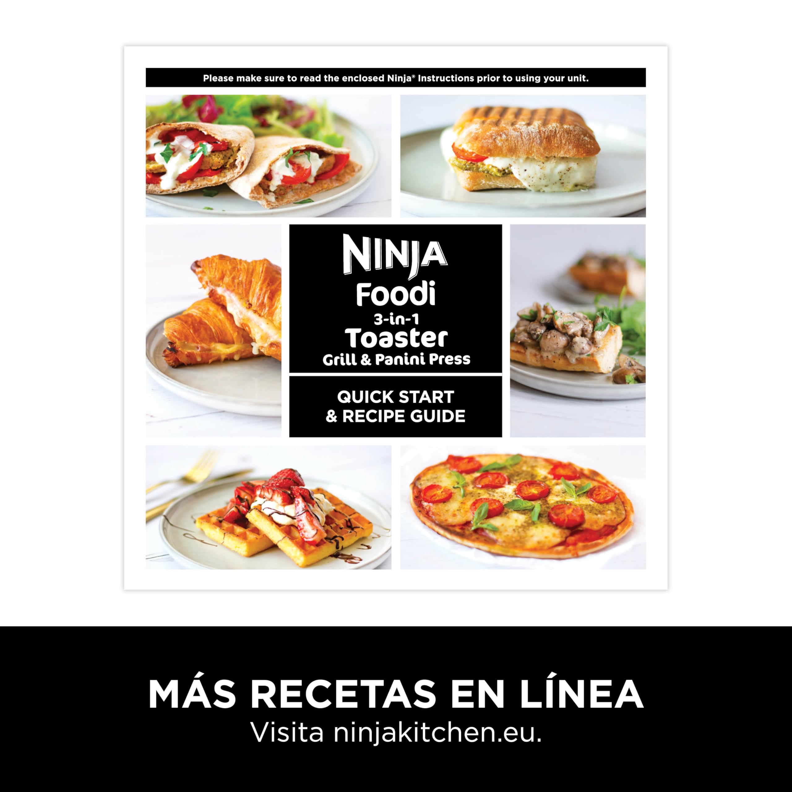 Ninja Foodi Tostadora, Parrilla y Sandwichera 3 en 1, ST202EUSTGD