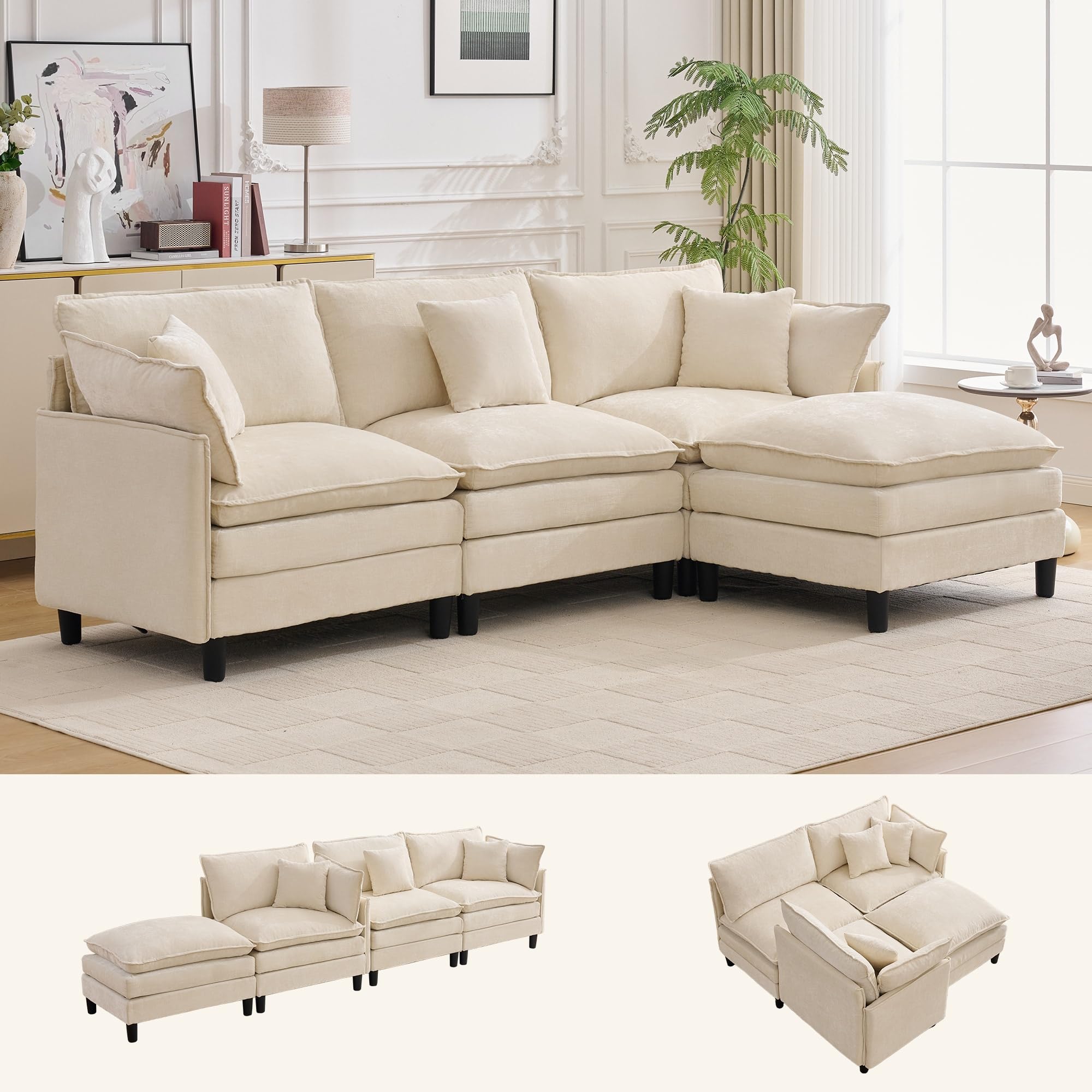Korser 105 Inch Modular Sectional Beige