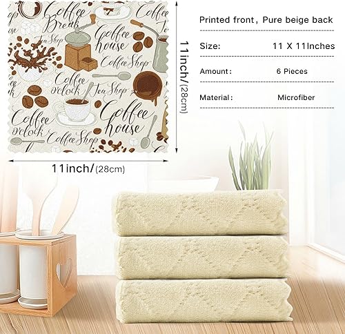 Miniatura 3 de Paquete de 6 paños de cocina para secar platos, paños de limpieza absorbentes, paños reutilizables para cocina, baño, oficina, 11 x 11 pulgadas