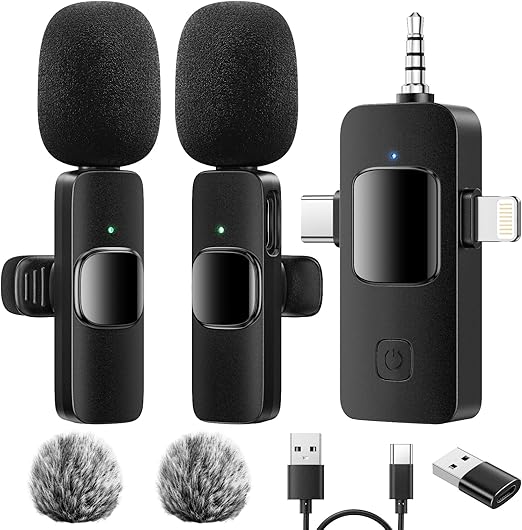 Microphone Sans Fil Pour Smartphone - 2 Émetteurs, Portée 30 M, Réduction Bruit, Plug & Play