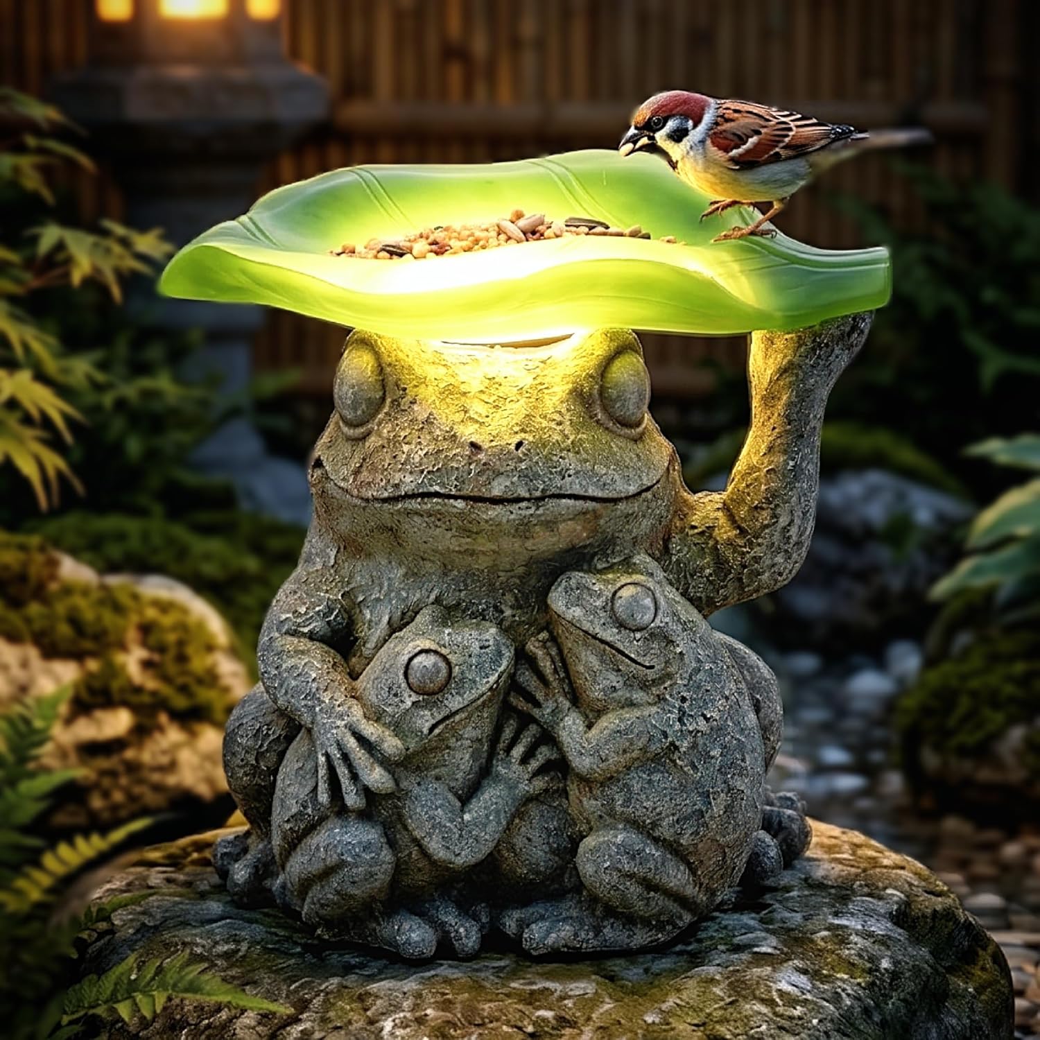 MXwcy Solar Angel Statue with Bird Feeder, 9.06" Resin Angel Garden Statue Solar Lights, Waterproof Angel Garden Decor for Yard Lawn Patio, Memorial Garden Angel Gift for Women Mom Grandma