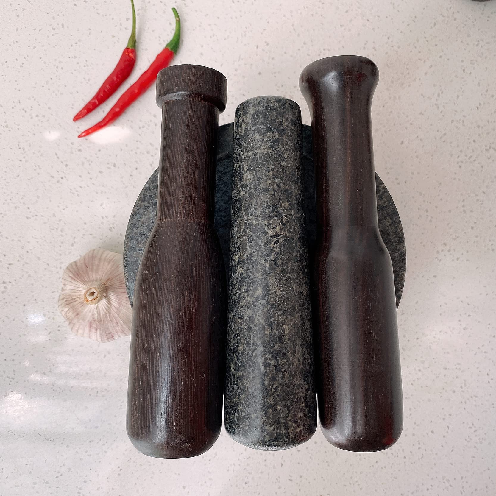 UPTALY 1 pcs Wooden Pestle (6.7'' x 1.7''), Natural Brown Black, Africa Millettia Laurentii Wood, No Splicing, Solid Wood Pessel, Replaceable Pestle, Spare Manual Grinding Stick, Long Kitchen Pestle