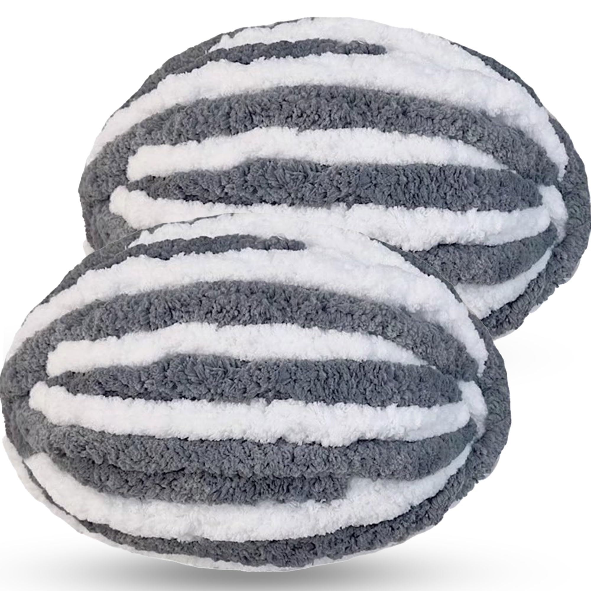 DISDADA Chunky Yarn for Hand Knitting 2 × 250g, Fluffy Thick Jumbo Wool Yarn Blanket (Gray White) — image 1